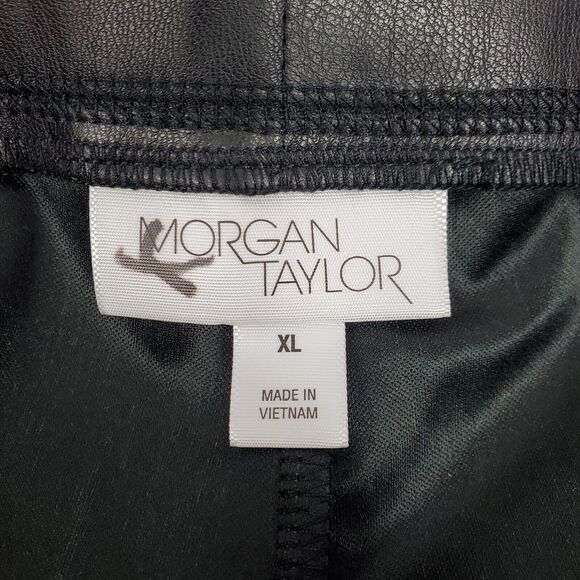 Morgan Taylor Faux Leather Womens Pants Size XL Black Stretchy Pull on - Picture 6 of 11